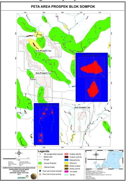 Gambar 4. Peta daerah prospek mineralisasi blok Sompok. 