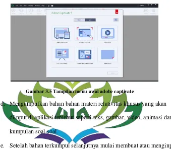 Gambar 3.5 Tampilan menu awal adobe captivate 