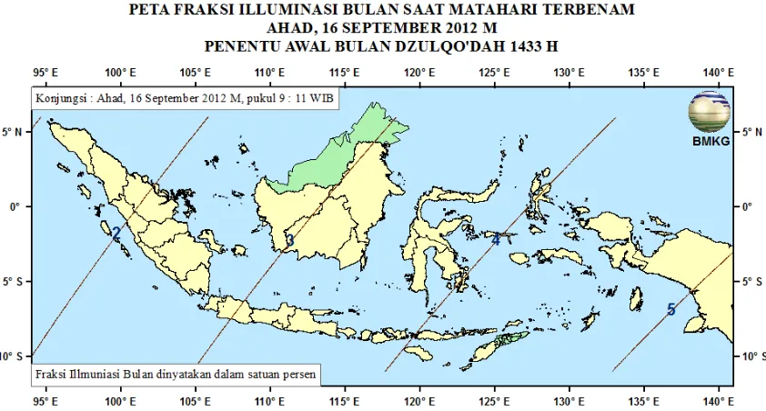Gambar 5. Peta Lag tanggal 16 September 2012 untuk pengamat di Indonesia 