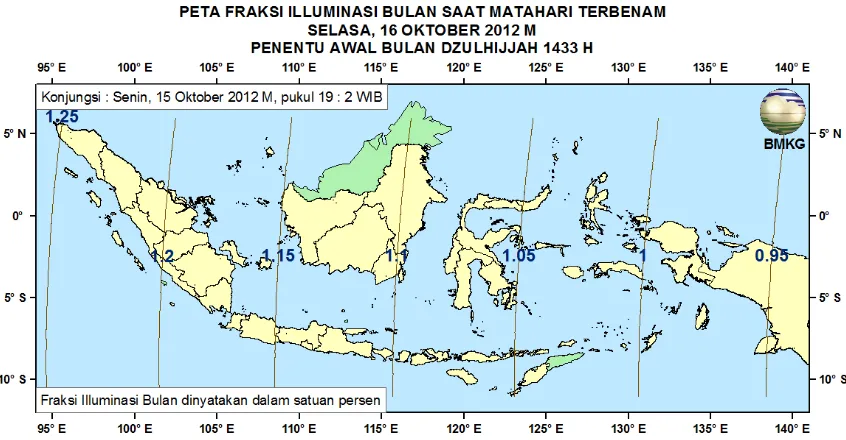 Gambar 5. Peta Lag tanggal 16 Oktober 2012 untuk pengamat di Indonesia 
