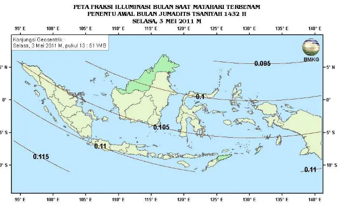 Gambar 10. Peta Lag tanggal 3 Mei 2011 untuk pengamat di Indonesia 