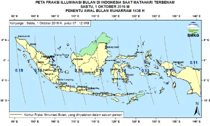 Gambar 5. Peta Lag tanggal 1 Oktober 2016 untuk pengamat di Indonesia  