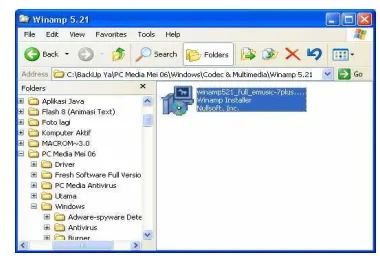 Gambar Windows Explorer Winamp 5.21 
