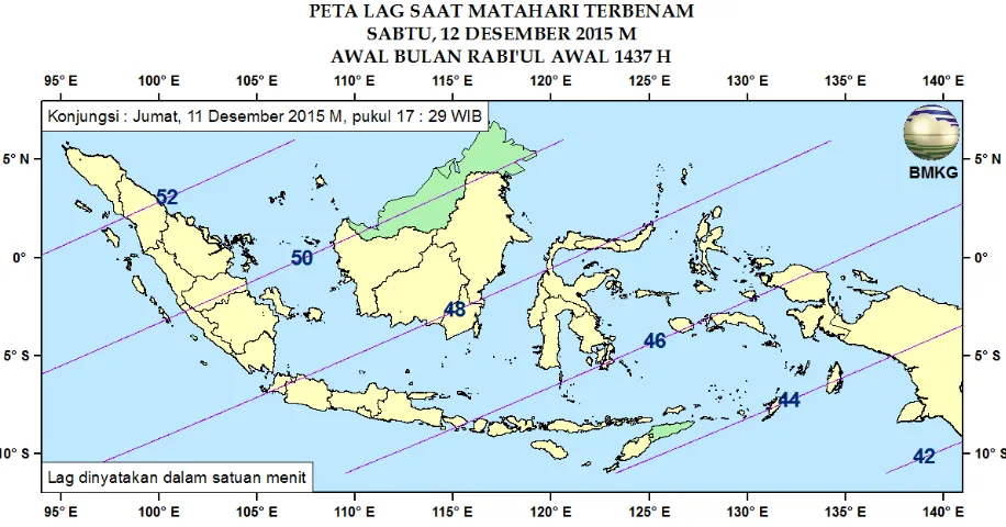 Gambar 7. Peta Lag tanggal 11 Desember 2015 untuk pengamat di Indonesia 