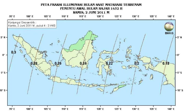 Gambar 7. Peta Lag tanggal 2 Juni 2011 untuk pengamat di Indonesia 