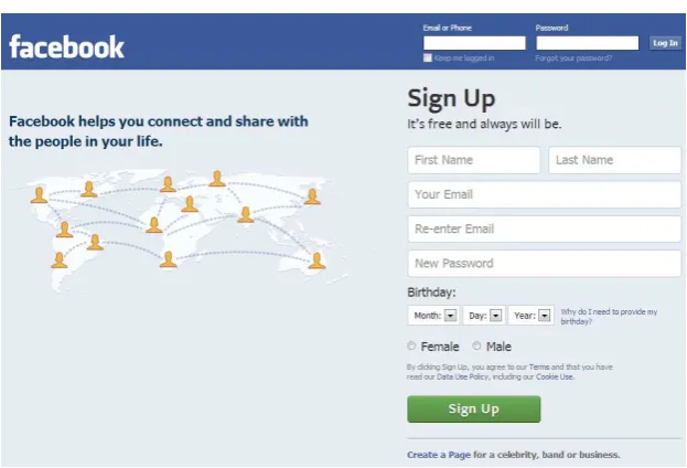 Gambar 1. Halaman Awal Facebook 