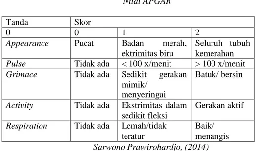Tabel 2.6  Nilai APGAR 