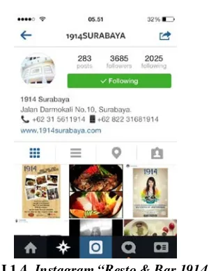 Gambar I.1.4. Instagram “Resto & Bar 1914 Surabaya” 