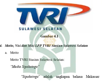 4.Gambar 4.1  Motto, Visi dan Misi LPP TVRI Stasiun Sulawesi Selatan  