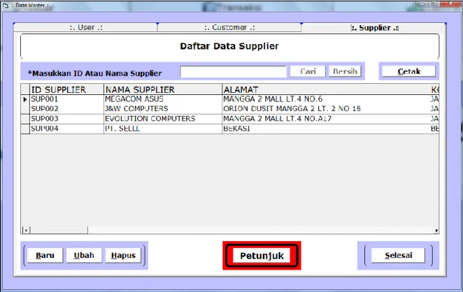 Gambar 5. Tampilan Halaman Form Master Data Supplier 