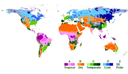 Gambar 1. Pembagian Iklim menurut Koppen  Sumber : Wikipedia.com 