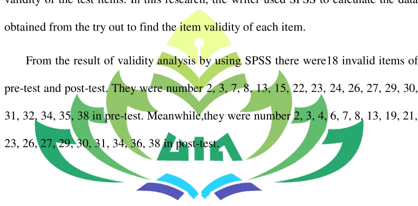 table specification tryout for post-test was suitable to excluding fact not written. 