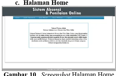 Gambar 10.  Screenshot Halaman Home