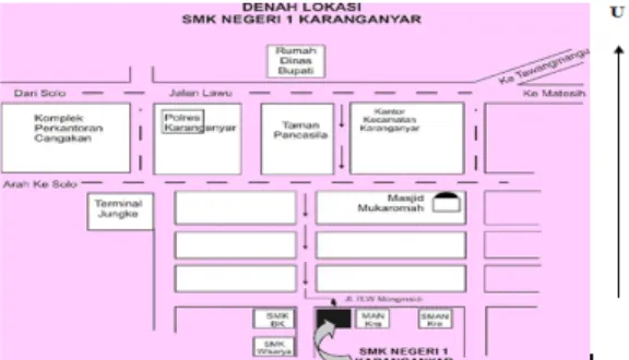 Gambar 1. Denah SMK Negeri 1 Karanganyar  diambil dari ssmkn1kra.sch.id 