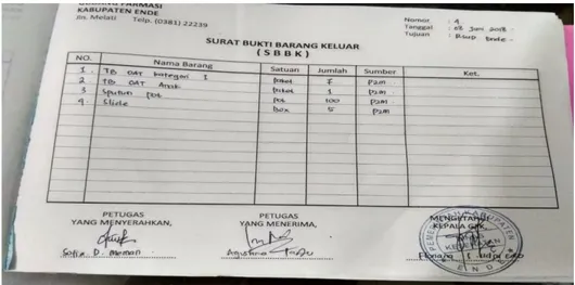 Gambar 15  : Surat bukti barang keluar di UPTD Gudang farmasi Kabupaten Ende 