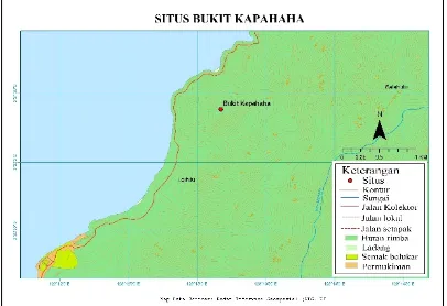 Gambar 10. Peta Situs Bukit Kapahaha (Sumber: Peta Dasar BIG dan dimodifikasi untuk Dokumen Laporan Granucci Fund, 2015))  