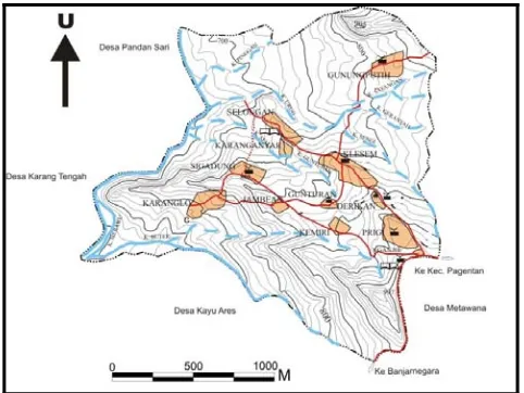 Gambar 4 Peta Topografi Desa Kalitlaga (Rajagukguk, 2008). 