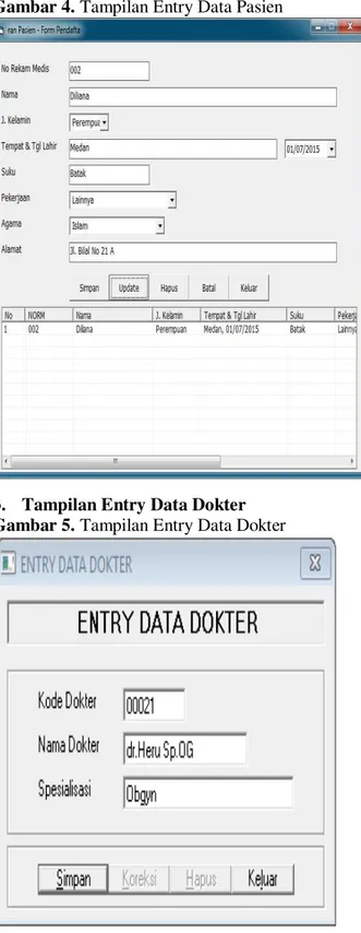 Gambar 5. Tampilan Entry Data Dokter 