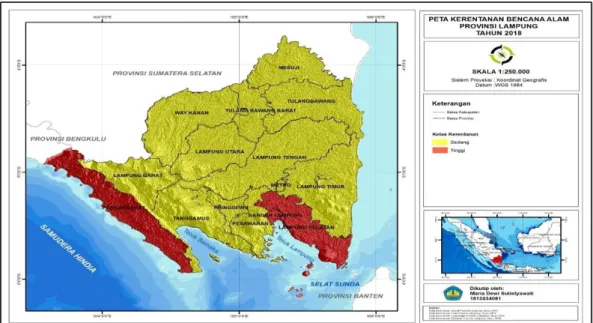 Gambar 6. Peta Kerentanan Bencana Alam Provinsi Lampung Tahun 2018  B. Pembahasan 