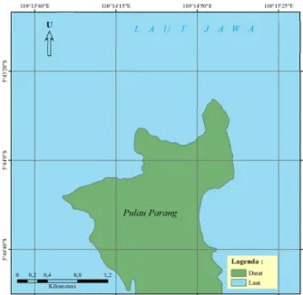 Gambar 1. Lokasi Penelitian pada Perairan Pulau Parang, Kepulauan Karimunjawa 