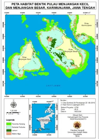 Gambar 3. Peta Habitat Bentik dengan koreksi 