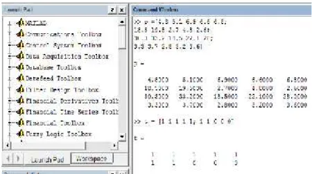 Gambar 3 Tampilan Matriks Data Testing dalam Matlab 2.6. Pengujian Metode BackPropagation
