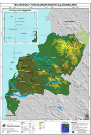 Gambar 2.1 Peta Administrasi dan topografi kota Makassar   
