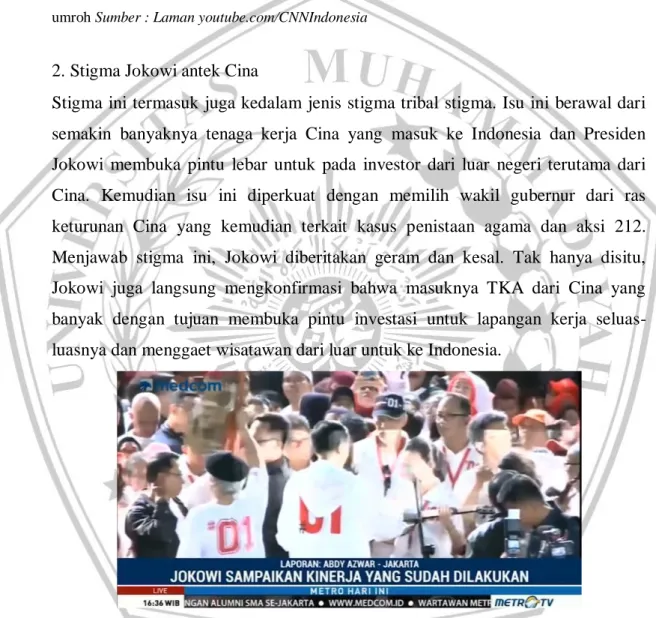 Gambar 4.5 Cuplikan video yag menggambarkan Jokowi sedang berkampanye  Sumber : Laman youtube.com/MetroTV 