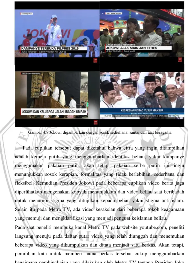 Gambar 4.8 Jokowi digambarkan dengan sosok sederhana, santai dan taat beragama 