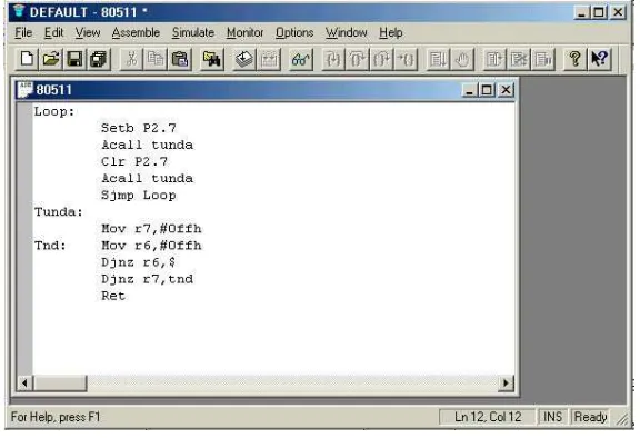 Gambar  2.6.3 :   8051 Editor, Assembler, Simulator (IDE) 