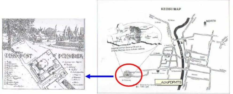 Gambar 1 Rencana asli Gambar 2 Peta Lokasi Gereja Puh Sarang  Kompleks Gereja Puh Sarang