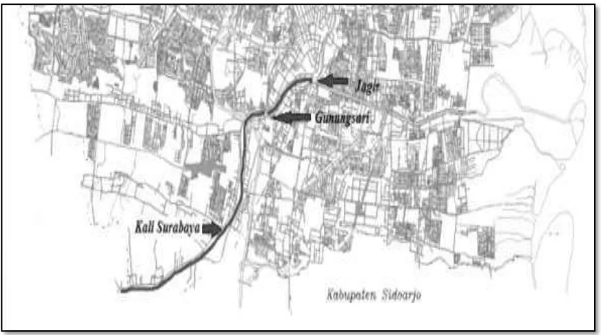Gambar 1. Lokasi Penelitian Pada Aliran Kali Surabaya 