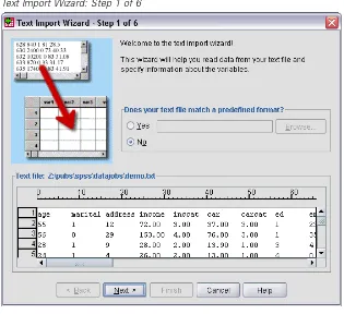Figure 2-12Text Import Wizard: Step 1 of 6