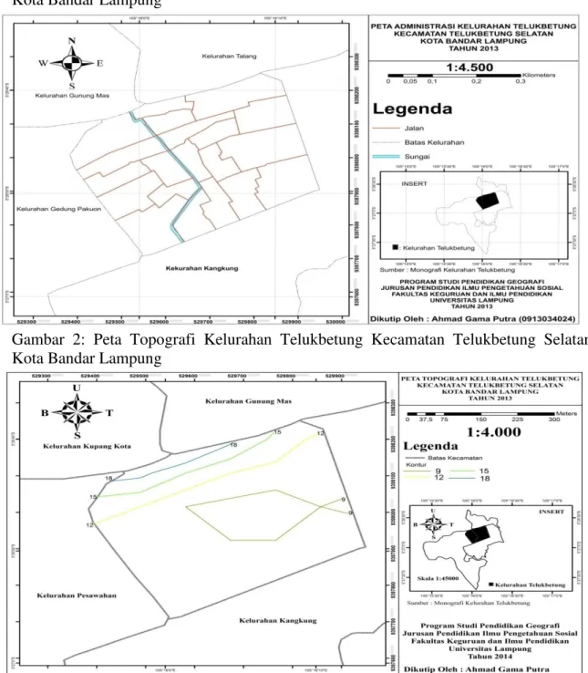 Gambar  2:  Peta  Topografi  Kelurahan  Telukbetung  Kecamatan  Telukbetung  Selatan  Kota Bandar Lampung 
