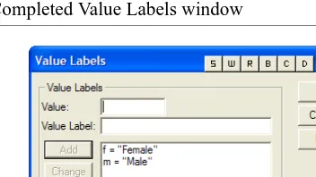 FIGURE 7. Completed Value Labels window