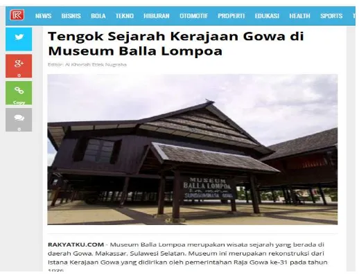 Gambar 4.3 Tengok Sejarah Kerajaan Gowa di Museum Balla Lompoa Sumber: Rakyatku.com 