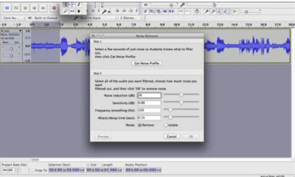 Gambar  4.3  Proses  noise  removal  dengan  software Audacity