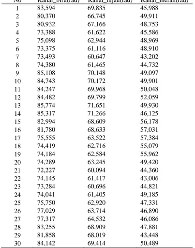 Tabel 4. 3 Nilai Radian Tahun 2013 