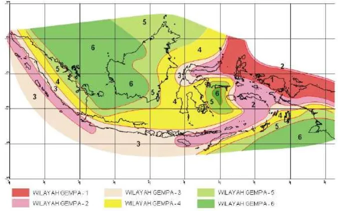 Gambar 2.2. Peta percepatan gempa maksimum Indonesia dalam (PPTI-UG-2010) 