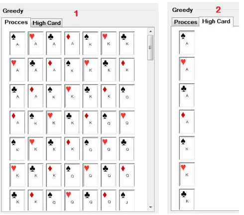 Gambar 4.7 Pencarian Kartu Tertinggi Descending Dengan Greedy 