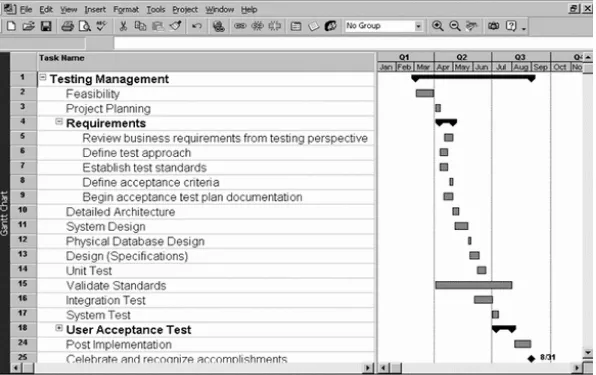 Figure 8-5. Gantt Chart for Building Testing into a 