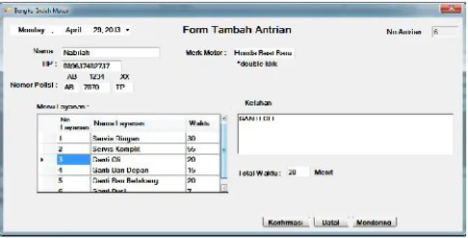 Gambar 4: Form Tambah Antrian