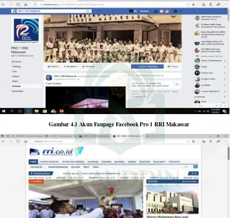 Gambar 4.1 Akun Fanpage Facebook Pro 1 RRI Makassar
