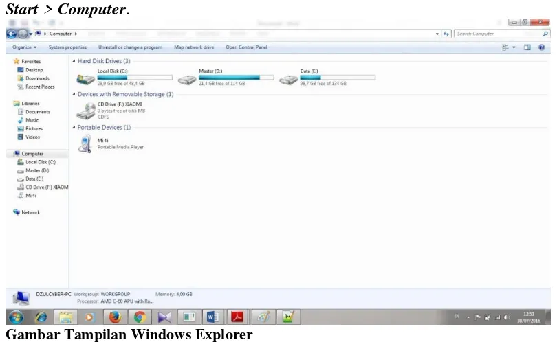 Gambar Tampilan Windows Explorer 