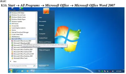Gambar 1 Menjalankan MS.Office Word 2007