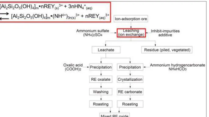 Fig. 4. Simplified flowsheet of REE extraction using ammonium sulphate solution. 