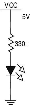Gambar 2.5 Simbol dan rangkaian sebuah LED 