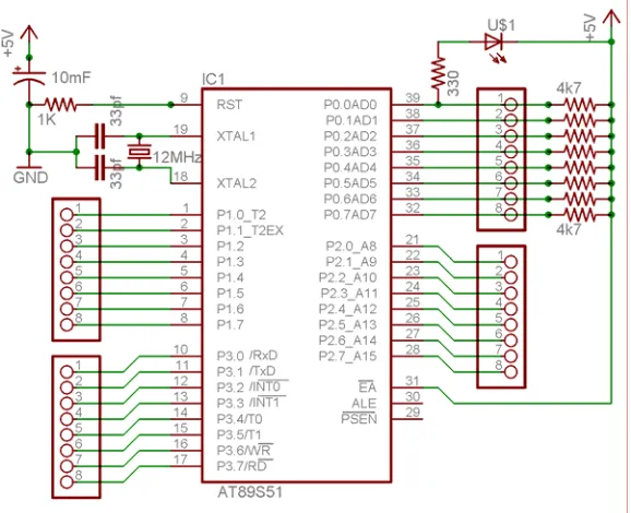 Gambar 3.2   Rangkaian mikrokontroler AT89S51 