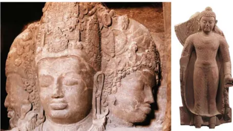 Gambar 2.12. Patung dewa Hindu (kiri) dan Buddha (kanan) 