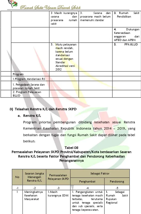 Tabel 08 Permasalahan Pelayanan SKPD Provinsi/Kabupaten/Kota berdasarkan Sasaran 